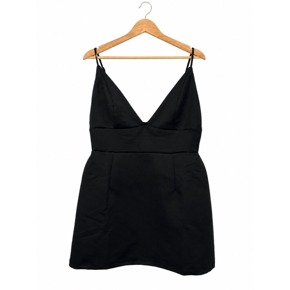 Kimchi Blue Black Satin Mini Dress Size XL Deep V Party Dress